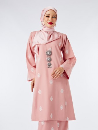 Lufyaa Embroidered Kurung Riau Rose Pink